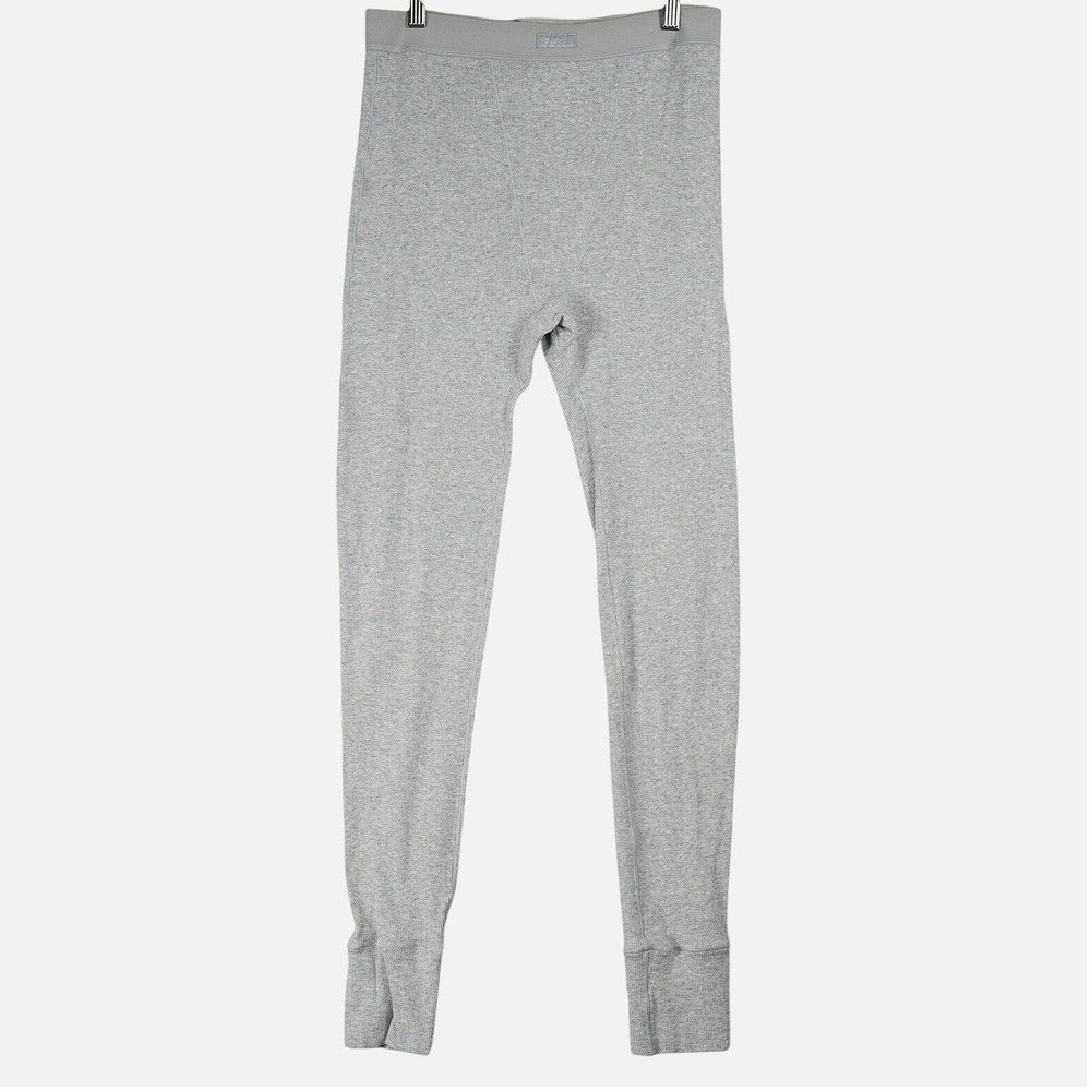 SKIMS Mens Leggings Ribbed Light Heather Gray Cotton Stretch Base Layer Large